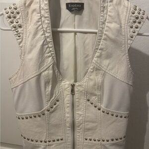 Bebe White Studded Women's Vest